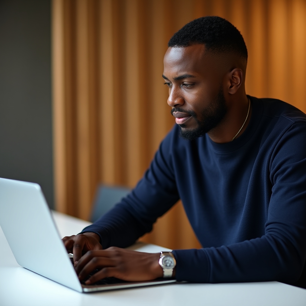 Close-up of professional creating an invoice on a modern laptop